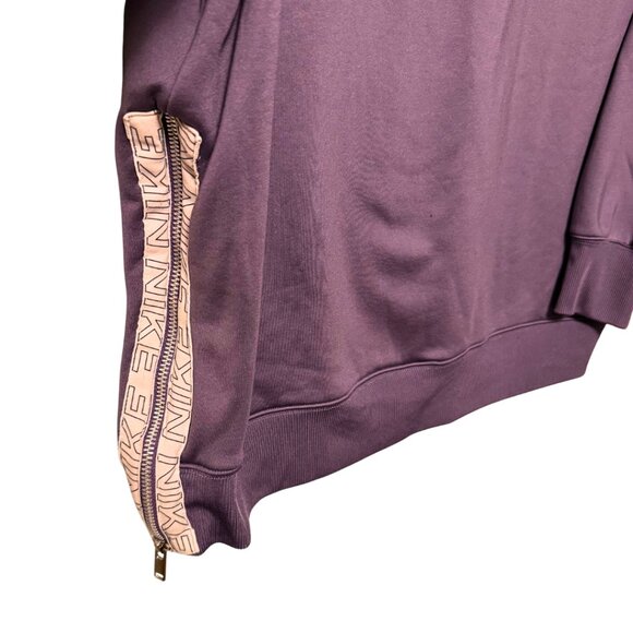 Nike Therma-FIT Purple Crewneck Sweatshirt with Side Zip Logo Detail Size Large - Picture 2 of 5